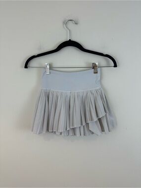 Ivivva Off White Light Gray Pleated Mini Skirt Workout Athletic Gym Size 8 Girls